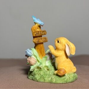 Yellow Bunny Figurine with Blue Bird- Vintage 1990's
